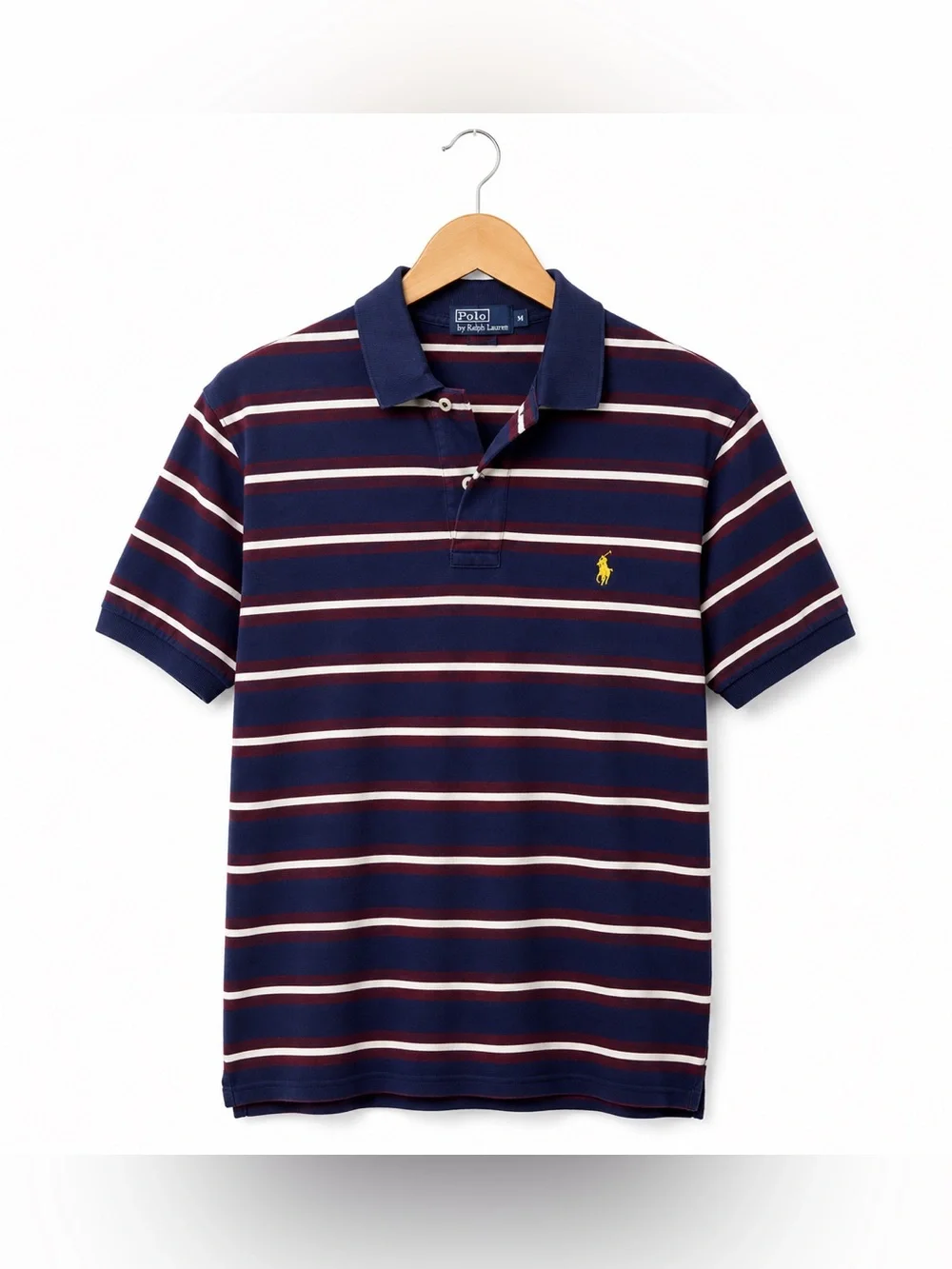 Polo by Ralph Lauren Men's Blue and Red Striped Polo. Medium. Great Condition.